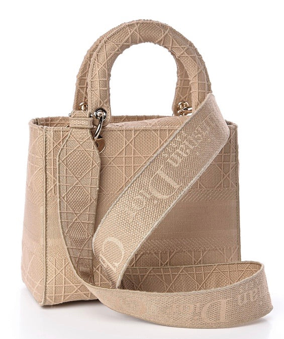 SAC CANNAGE BRODÉ DIOR MEDIUM BEIGE LADY D-LITE