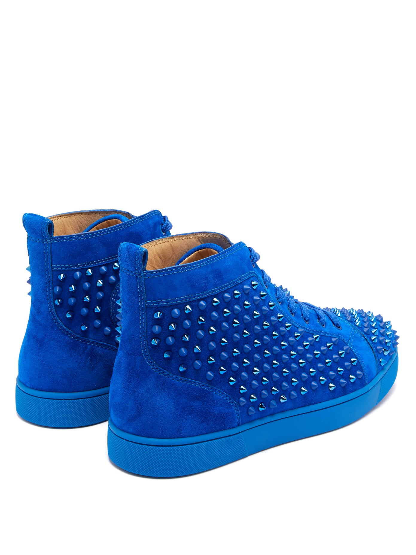 Men Louboutin Louis spike-embellished  Sneakers high-top suede  Blue