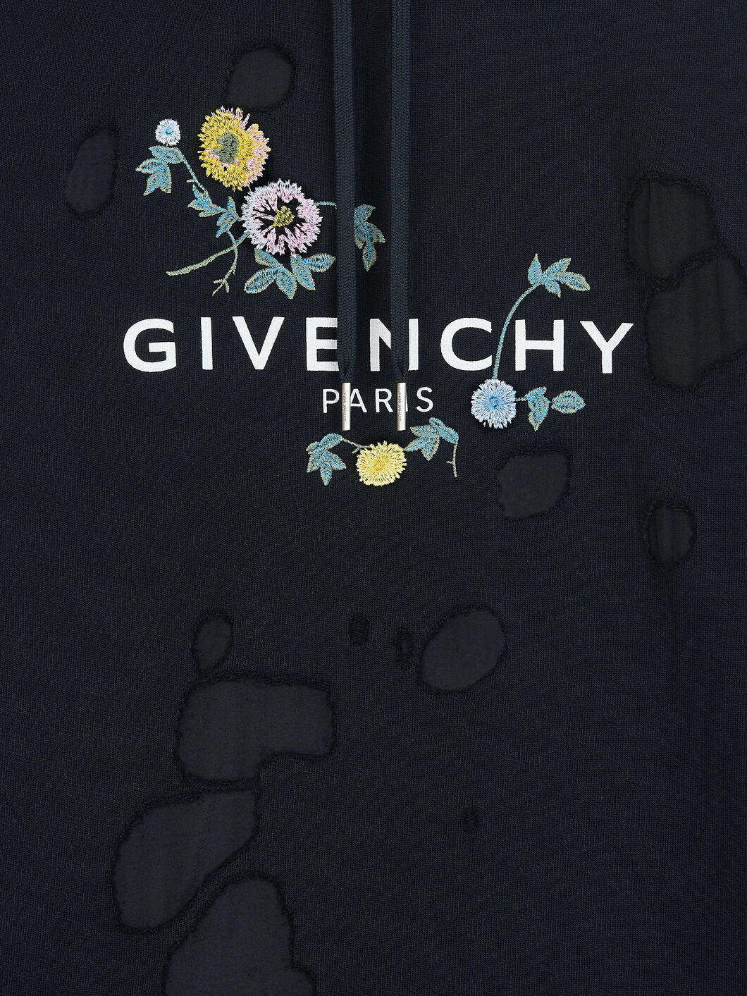 WOMEN GIVENCHY  EMBROIDERED DESTROYED  HOODIE