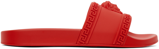 Men Versace Red Medusa Pool Slides