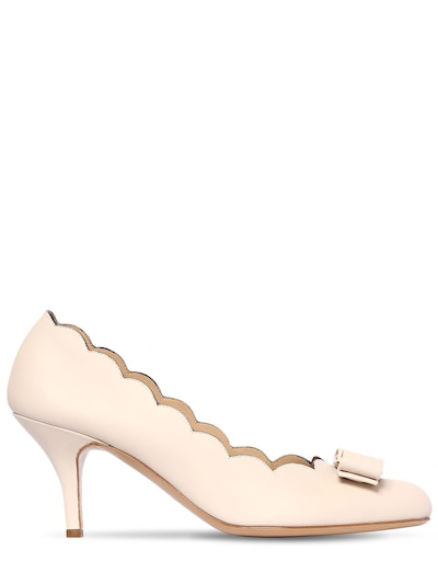 SALVATORE FERRAGAMO 70MM CARLA SHELL LEATHER PUMPS