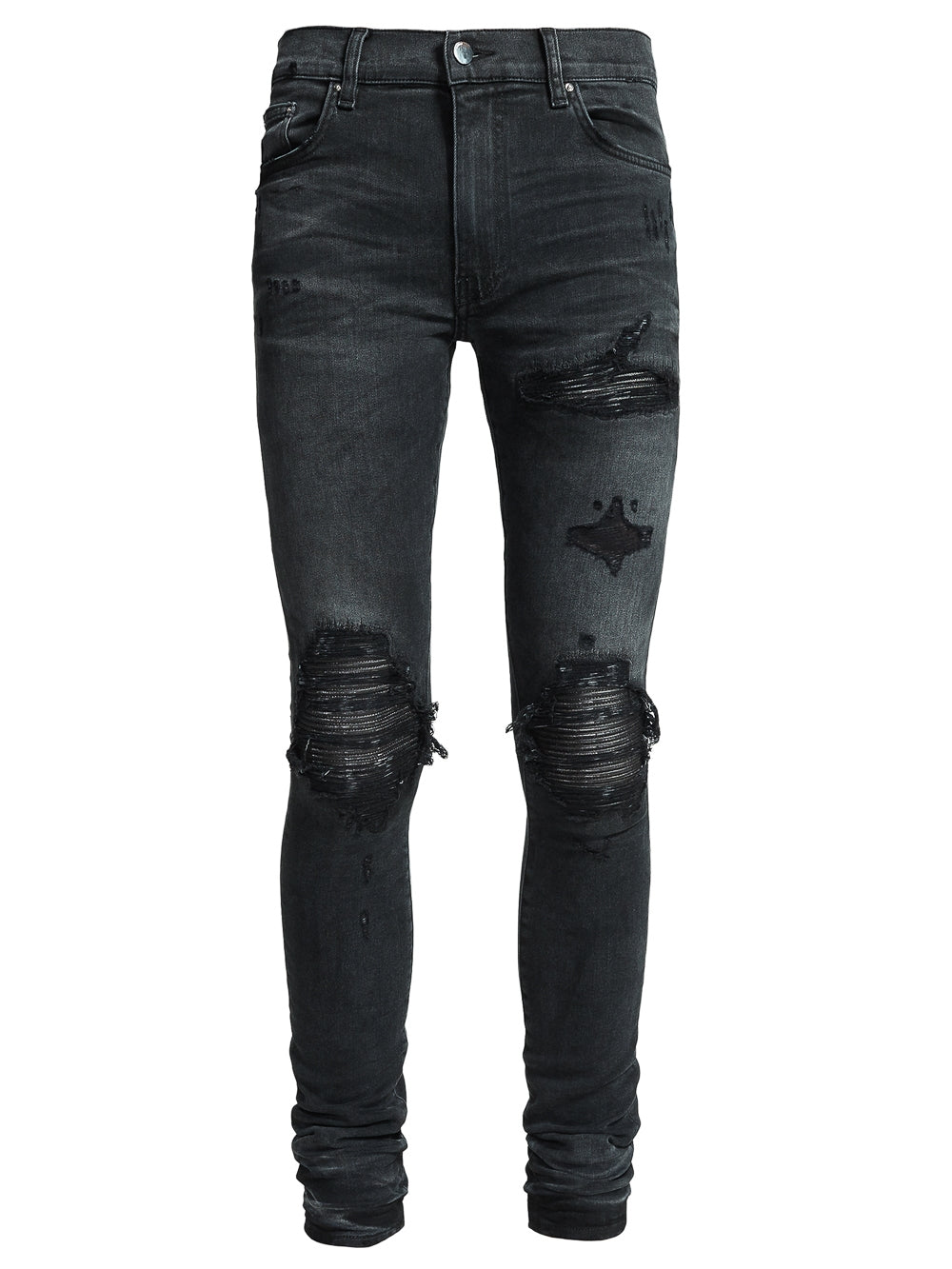 Men AMIRI Leather Patch Jeans skinny-Fit Stretch-Denim Jeans