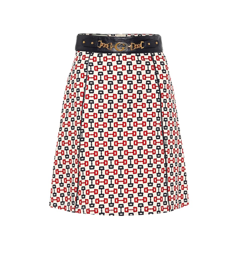 Women GUCCI Printed high-rise cotton mini skirt