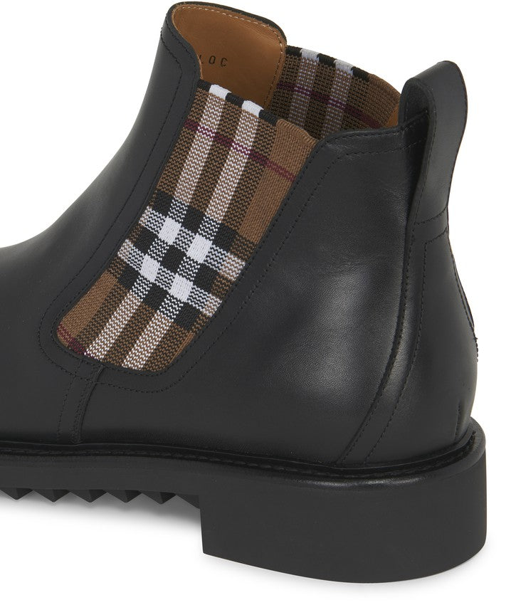 BURBERRY Bottines à carreaux en cuir