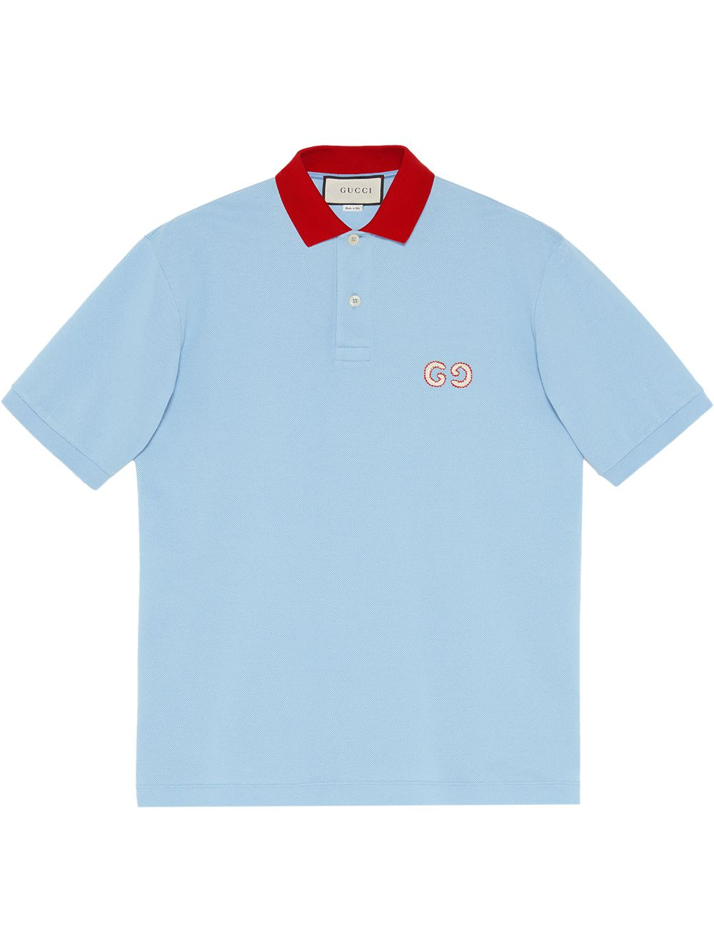 Camisa Gucci Polo GG Bordado Hombre en Azul Claro