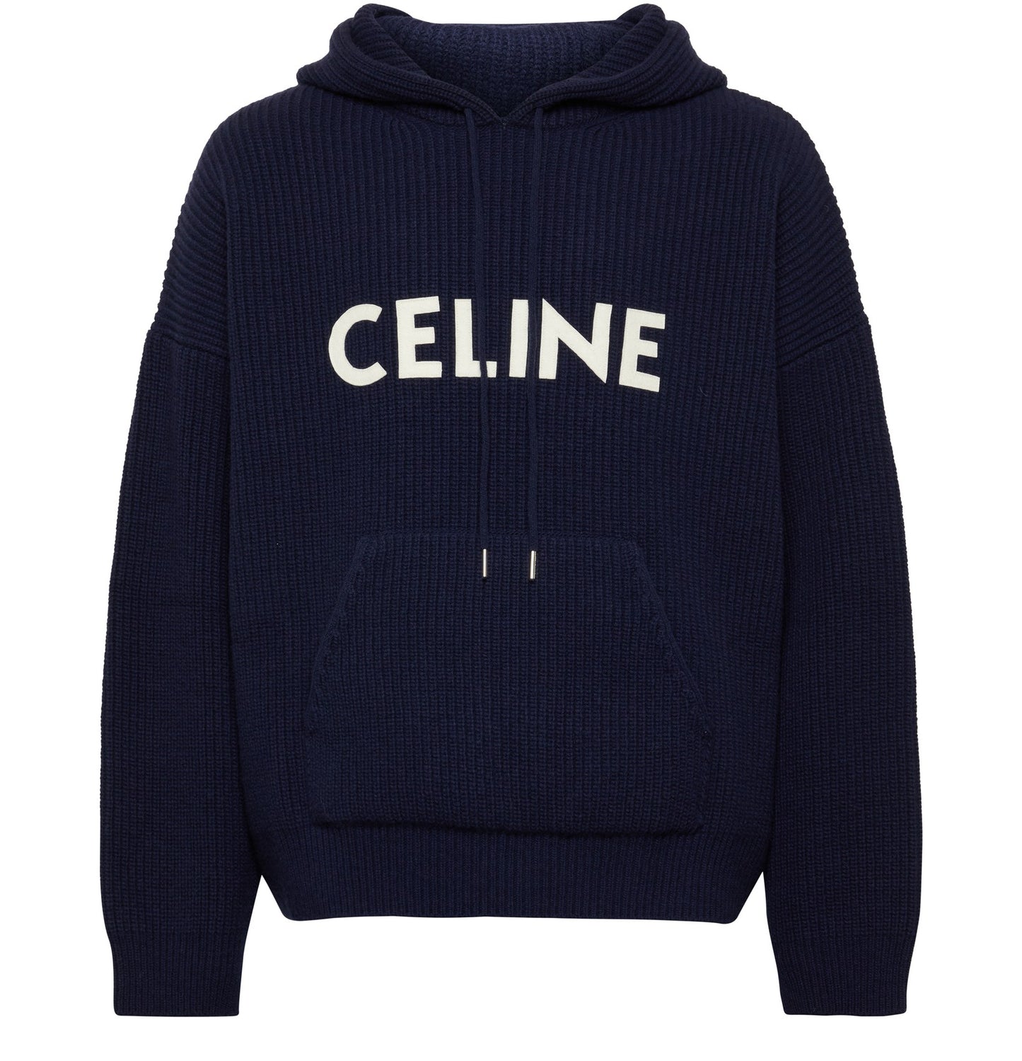 Pull à capuche Celine en laine côtelée