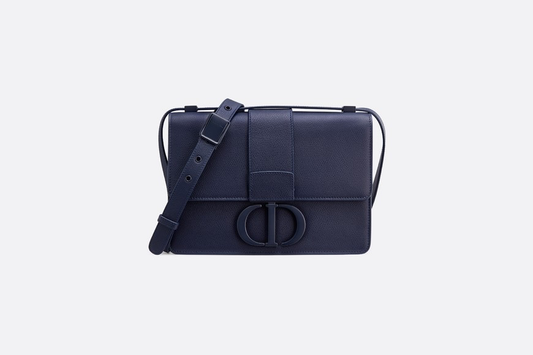 DIOR MATTE INDIGO BLUE 30 MONTAIGNE STAMPED GRAIN CALFSKIN FLAP BAG