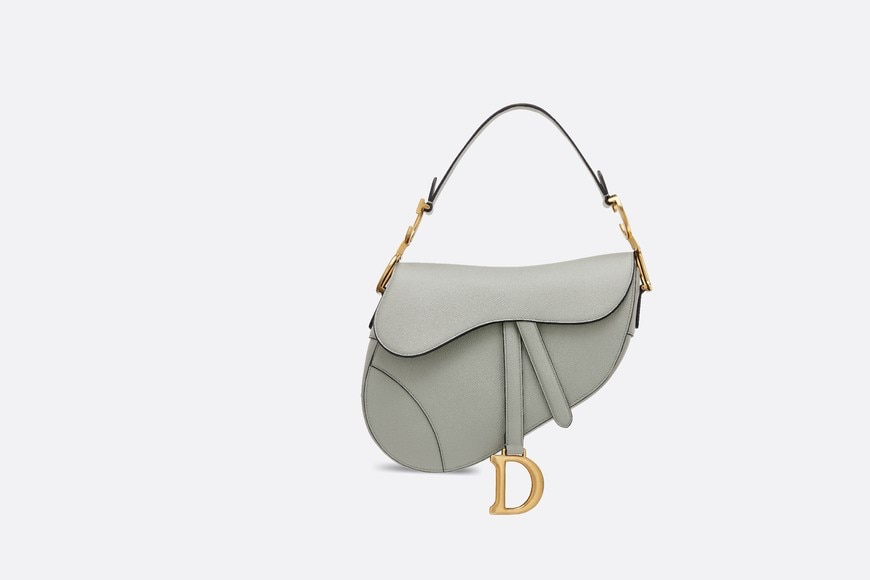 DIOR GRAY STONE SADDLE GRAIN CALFSKIN BAG