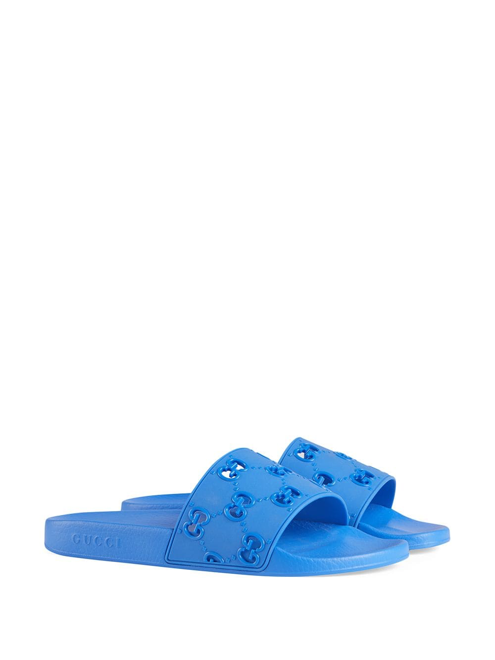 Men Gucci rubber GG slide sandal in Blue