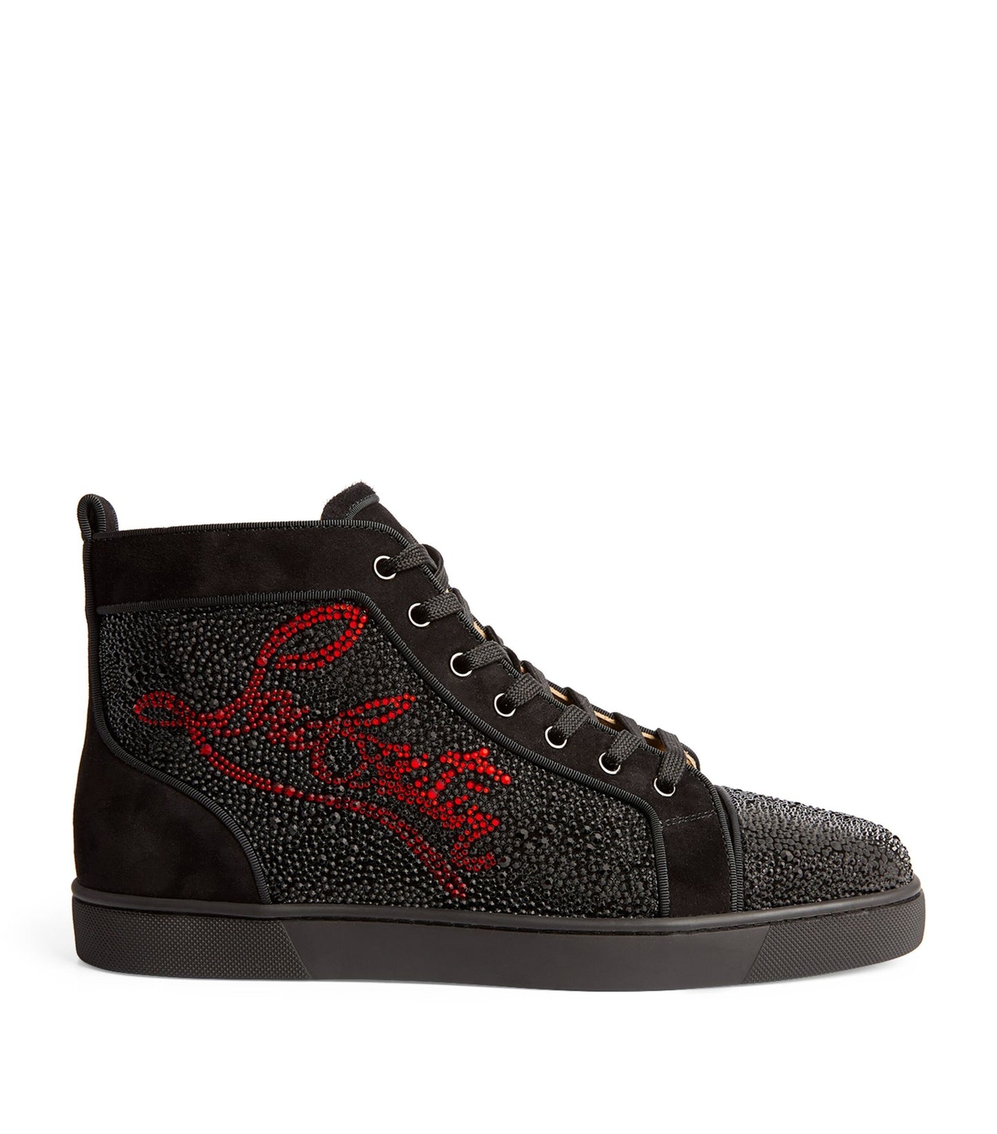 Louboutin Louis Strass Suede High-Top Sneakers