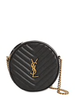 YSL Yves SAINT LAURENT VINYLE ROUND QUILTED LEATHER CAMERA BAG