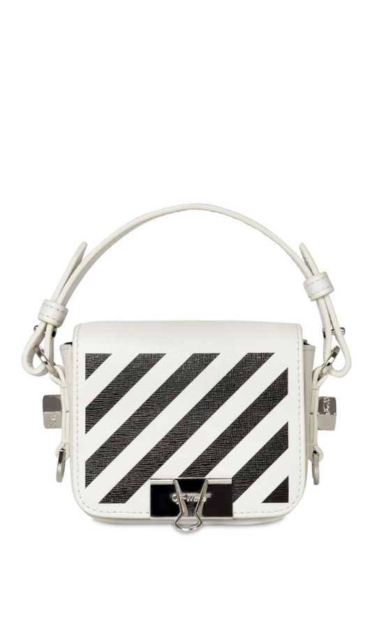 SAC BANDOULIÈRE EN CUIR BÉBÉ IMPRIMÉ RAYURES OFF-WHITE