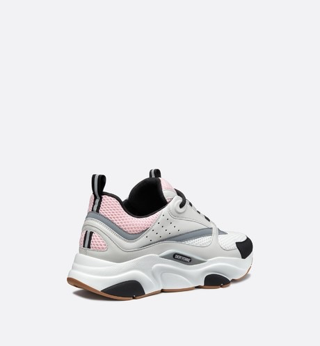 SNEAKER DIOR "B22" HOMBRE Malla técnica rosa y piel de becerro gris