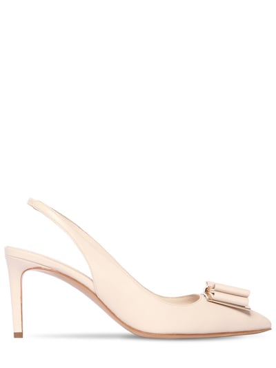 SALVATORE FERRAGAMO 70MM ZAHIR LEATHER SLING BACK PUMPS