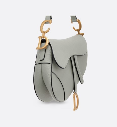 DIOR GRAY STONE SADDLE GRAIN CALFSKIN BAG