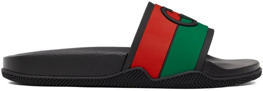 Sandale à glissière GUCCI noire entrelacée