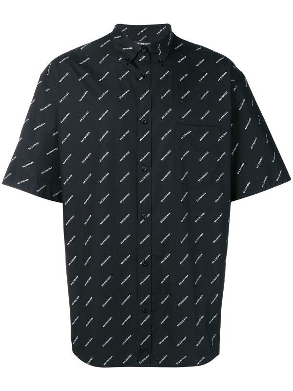 MEN BALENCIAGA ALL OVER LOGO POPLIN T-SHIRT